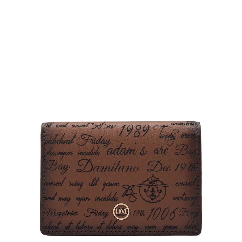 Da Milano 4 Slots Leather Card Case - Cognac